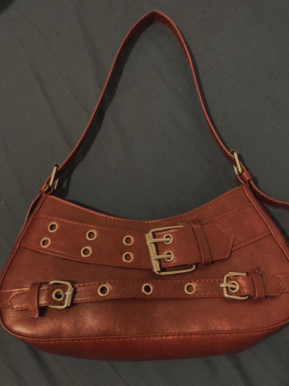 🍒 Cherry red, Leather Shoulder Bag with Buckle designs